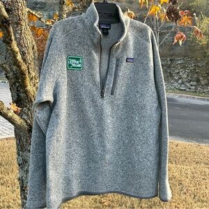 Patagonia Men's Better Sweater 1/4-Zip Fleece Pullover / gray / Hike More patch